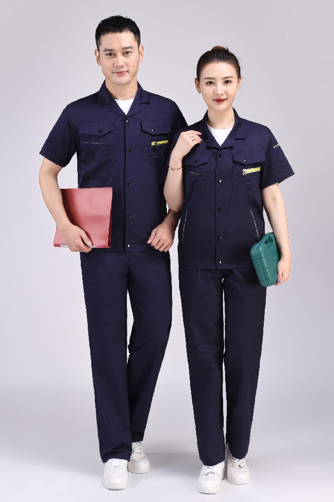 夏季短袖工作服 全工艺纯棉细斜纹夹克衫4色可选 内包边0032